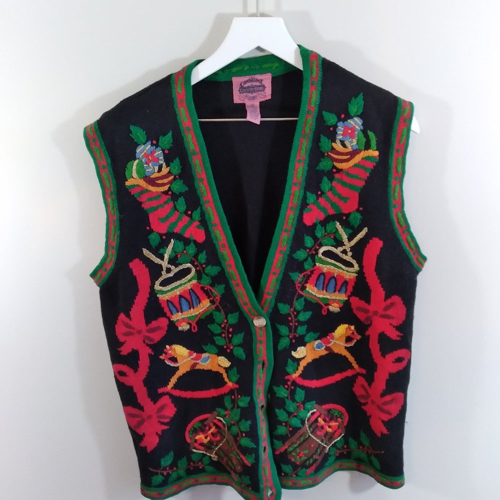 Vintage Cambridge Country Store Black Christmas Sweater